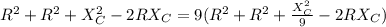{R^{2} + R^{2} + X_{C}^{2} - 2RX_{C} = 9({R^{2} + R^{2} + \frac{X_{C}^{2}}{9} - 2RX_{C})