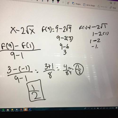 find the average rate of change of f(x)=x−2√x on the interval [1,9].