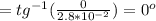 =tg^{-1} (\frac{0}{2.8*10^{-2}} )=0^{o}
