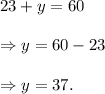 23+y=60\\\\\Rightarrow y=60-23\\\\\Rightarrow y=37.