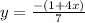y =  \frac{ - (1 + 4x)}{7}