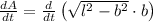\frac{dA}{dt}=\frac{d}{dt}\left(\sqrt{l^2-b^2}\cdot b\right)
