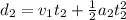 d_2= v_1 t_2 + \frac{1}{2}a_2 t_2^2