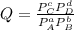 Q=\frac{P_{C}^{c}P_{D}^{d}}{P_{A}^{a}P_{B}^{b}}