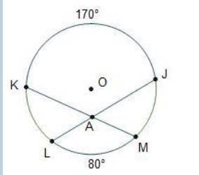 In circle o, what is m?  50° 55° 125° 250°