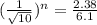 (\frac{1}{\sqrt{10} })^n=\frac{2.38}{6.1}
