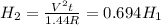 H_2=\frac{V^2t}{1.44R}=0.694H_1