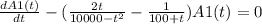 \frac{dA1(t)}{dt}- (\frac{2t}{10000-t^{2} }-\frac{1}{100+t })A1(t)=0