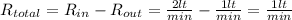 R_{total}=R_{in}-R_{out}=\frac{2 lt}{min} - \frac{1 lt}{min}=  \frac{1 lt}{min}