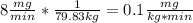 8\frac{mg}{min}*\frac{1}{79.83kg}=0.1\frac{mg}{kg*min}