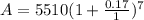 A = 5510(1 + \frac{0.17}{1})^{7}