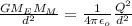 \frac{GM_{E}M_{M}}{d^{2}} = \frac{1}{4\pi\epsilon_{o}}\frac{Q^{2}}{d^{2}}