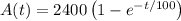 A(t)=2400\left(1-e^{-t/100}\right)