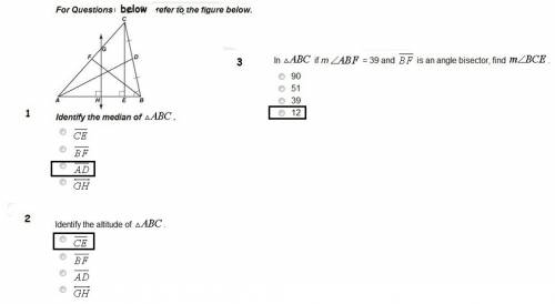 Identify the median of triangle abc