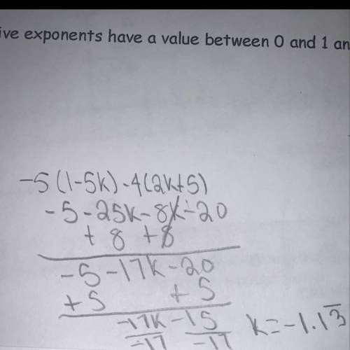 −5(1−5k)−4(2k+5), i got this problem on khan academy and can't figure it out