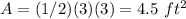 A=(1/2)(3)(3)=4.5\ ft^2
