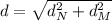 d=\sqrt{d_{N}^{2}+d_{M}^{2} }