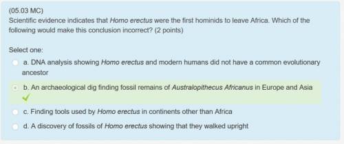 Scientific evidence indicates that homo erectus were the first hominids to leave africa. which of th