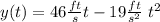 y(t) = 46 \frac{ft}{s} t - 19 \frac{ft}{s^2} \ t^2