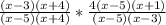 \frac{(x-3)(x+4)}{(x-5)(x+4)}* \frac{4(x-5)(x+1)}{(x-5)(x-3)}
