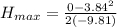 H_{max} = \frac{0 - 3.84^2}{2(-9.81)}