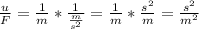 \frac{u}{F} = \frac{1}{m } * \frac{1}{\frac{m}{s^{2} }} = \frac{1}{m} * \frac{s^{2}}{m } = \frac{s^{2}}{m^{2}} &#10;&#10;