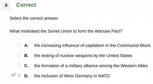 What motivated the soviet union to form the warsaw pact?   the increasing influence of capitalism in