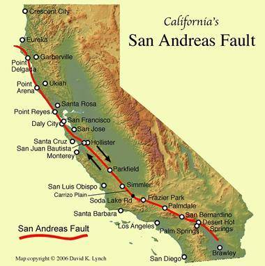 The san andreas fault is choose one or more:  a. part of the boundary between the north and south am