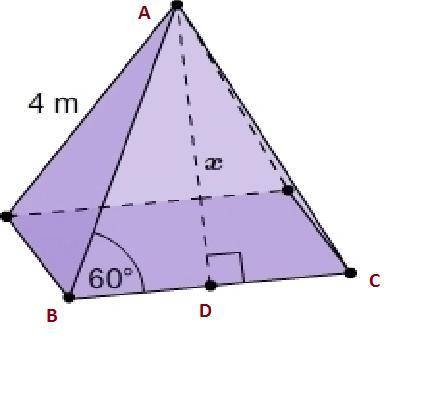 What is the slant height x of this square pyramid?  enter your answer in the box. express your answe