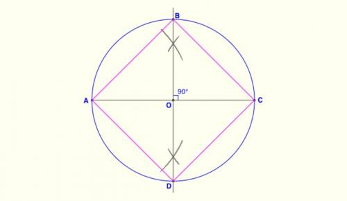 Denise is constructing a square. she has already used her straightedge and compass to construct the