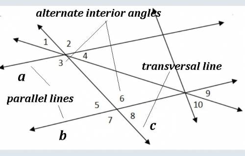 Which pair of angles are alternate interior angles?  - angle 1 and 8 - angle 1 and 7 - angle 2 and 7