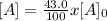[A] = \frac{43.0}{100}x[A]_{0}