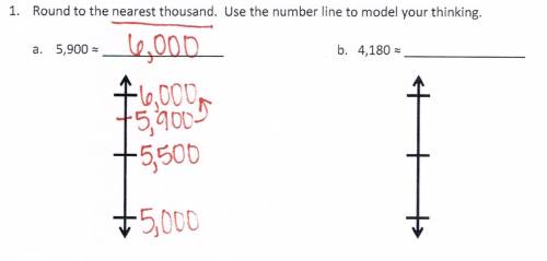 Round to the nearest thousand . use the number line to model your thinking