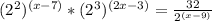 (2^2)^{(x-7)}*(2^3)^{(2x-3)}=\frac{32}{2^{(x-9)}}