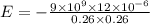 E = -\frac{9\times 10^{9}\times 12\times 10^{-6}}{0.26\times 0.26}