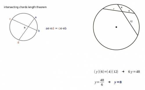 What is the length of y on this circle?  8 units 10 units 12 units 18 units