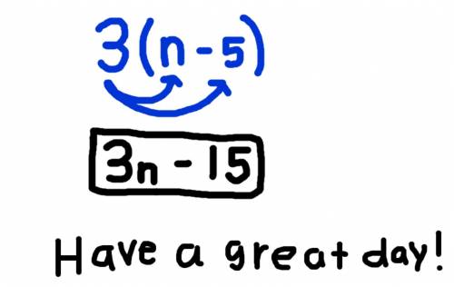 What's the error?  a student says 3(n- 5) is equal to 3n - 5. what'sthe error?