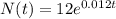 N(t)=12e^{0.012t}