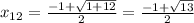 x_{12} = \frac{-1+ \sqrt{1+12} }{2}= \frac{-1+ \sqrt{13} }{2}