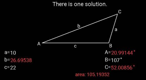 Find the area of the triangle with the given measurements. round the solution to the nearest hundred