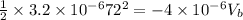 \frac{1}{2}\times 3.2\times 10^{-6}72^2=-4\times 10^{-6}V_b