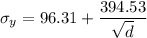\sigma_y=96.31+\dfrac{394.53}{\sqrt d}