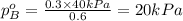p^o_B=\frac{0.3\times 40kPa}{0.6}=20kPa