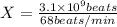 X=\frac{3.1\times 10^9 beats}{68 beats/ min}