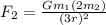 F_2=\frac{Gm_1(2m_2)}{(3r)^2}