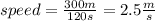 speed = \frac{300 m}{120 s} = 2.5\frac{m}{s}