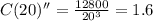C(20)''=\frac{12800}{20^3}=1.6