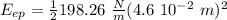 E_{ep} = \frac{1}{2} 198.26 \ \frac{ N}{m} (4.6 \ 10^{-2} \ m)^2