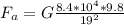 F_a = G\frac{8.4*10^{4}*9.8}{19^2}