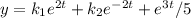 y=k_1e^{2t}+k_2e^{-2t}+e^{3t}/5